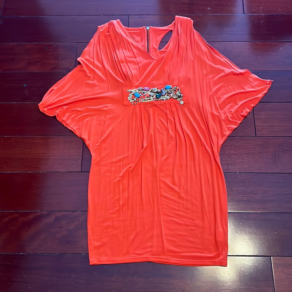 Apple Bottoms Orange Dress with Gem Stones, Fits Small to Small/Petite Sizes